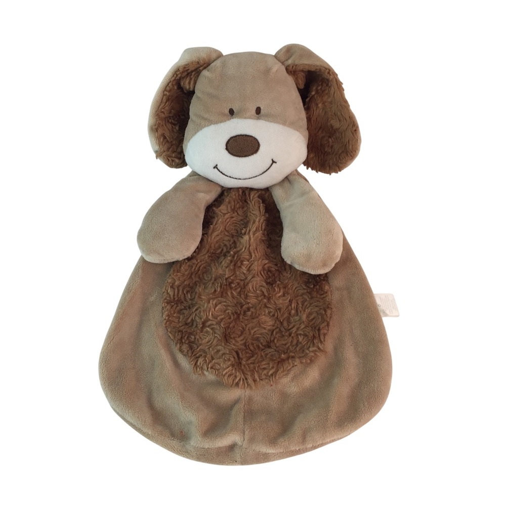 Baby Gear Puppy Dog Security Blanket Lovey 14" Tan Brown Flat Plush Squeeker Paw